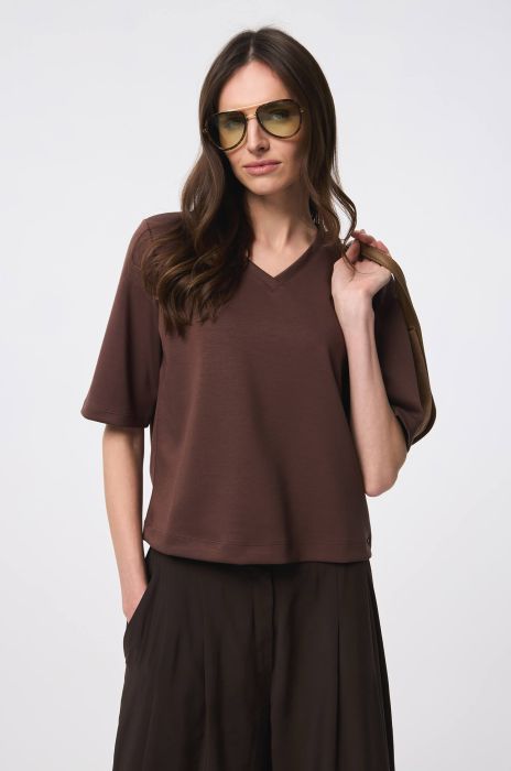 Brązowa bluzka z krótkim rękawem Solar Obraz 1