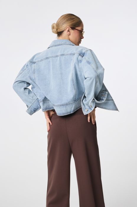 Brązowe spodnie z dzianiny Solar Obraz 3