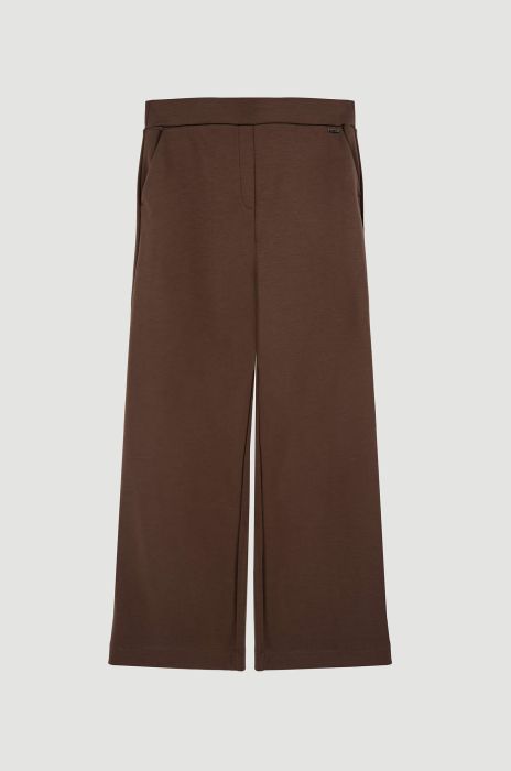 Brązowe spodnie z dzianiny Solar Obraz 4