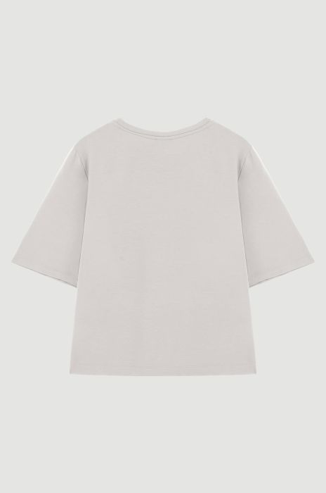 Beżowa bluzka z krótkim rękawem Solar Obraz 4