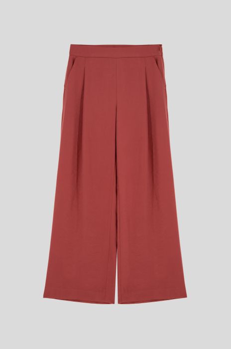 Terakotowe spodnie z szeroką nogawką Solar Obraz 2