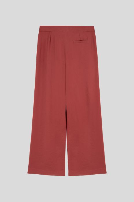 Terakotowe spodnie z szeroką nogawką Solar Obraz 3