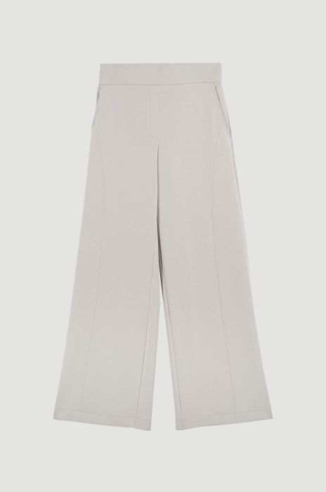 Beżowe spodnie z dżerseju Solar Obraz 3