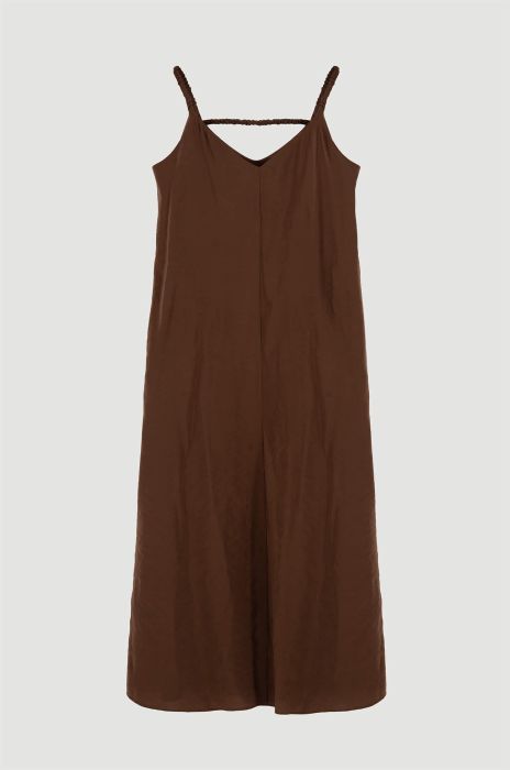Brązowa sukienka na ramiączkach Solar Obraz 5
