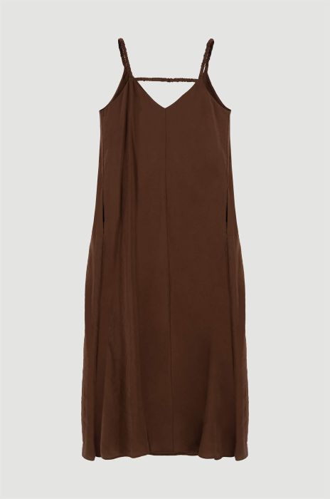 Brązowa sukienka na ramiączkach Solar Obraz 6