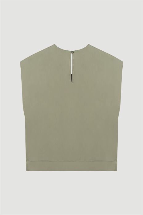 Satynowa bluzka w jasnym odcieniu khaki Solar Obraz 5