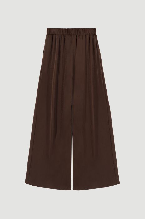 Brązowe spodnie wide leg Solar Obraz 5