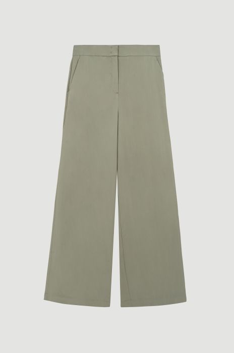 Satynowe spodnie w jasnym odcieniu khaki Solar Obraz 4