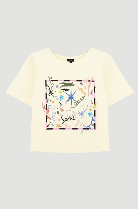 Jasnożółta bluzka z autorskim printem Solar Obraz 3