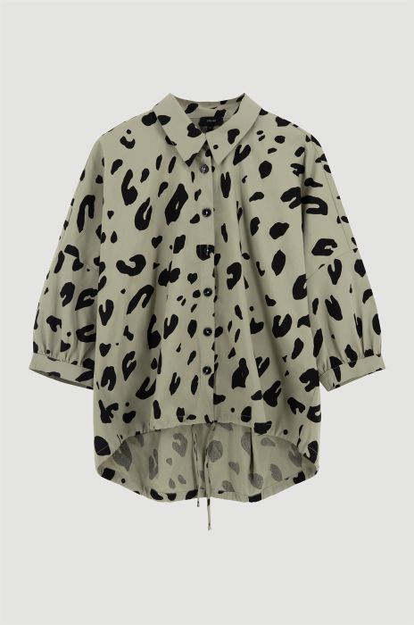 Bluzka khaki ze zwierzęcym printem Solar Obraz 4