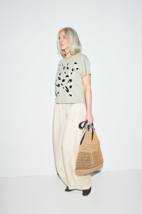 Bluzka khaki ze zwierzęcym printem Solar Obraz 2