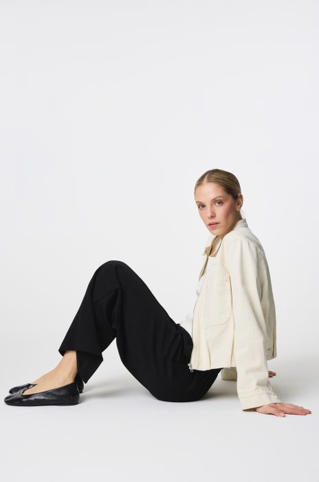 Czarne spodnie z dzianiny Solar Obraz 3