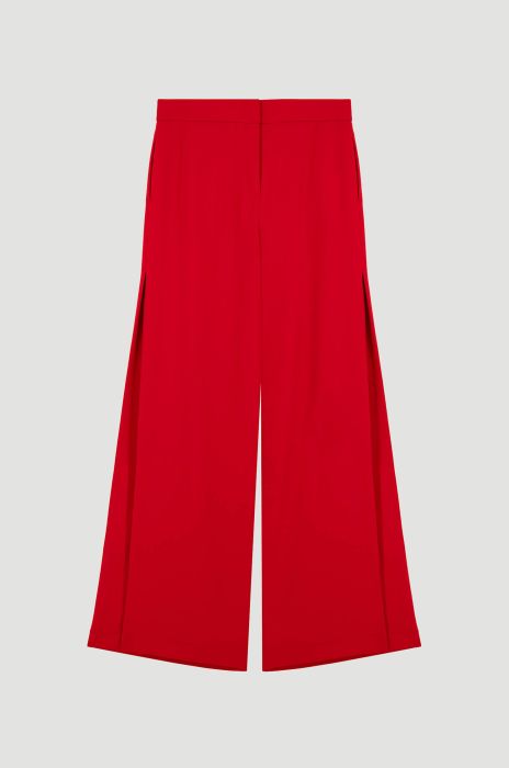 Czerwone spodnie wide leg Solar Obraz 3