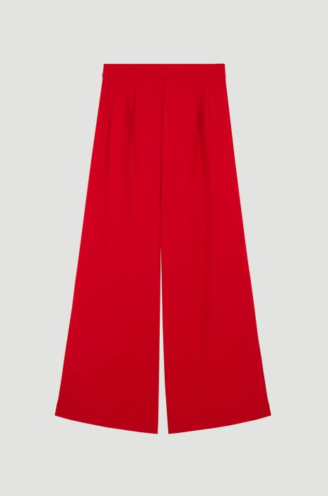 Czerwone spodnie wide leg Solar Obraz 4