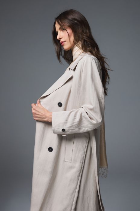 Beżowy dwurzędowy płaszcz Solar Obraz 3