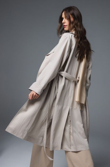 Beżowy dwurzędowy płaszcz Solar Obraz 4