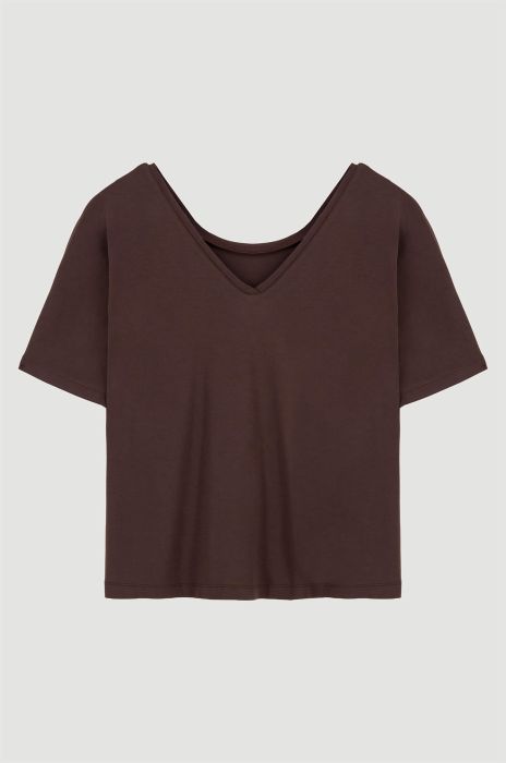 Brązowa bluzka z wiskozy Solar Obraz 4