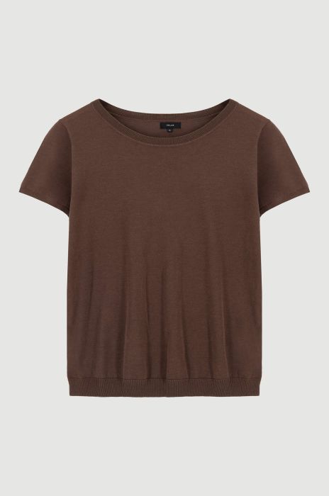 Bluzka z bawełną i jedwabiem Solar Obraz 3