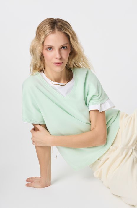 Dzianinowa bluzka z bawełny i wiskozy Solar Obraz 2