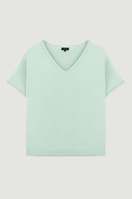 Dzianinowa bluzka z bawełny i wiskozy Solar Obraz 4