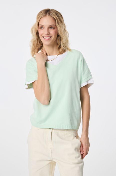 Dzianinowa bluzka z bawełny i wiskozy Solar Obraz 1