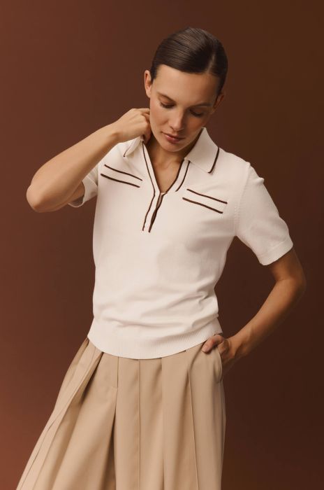 Bluzka z kontrastowymi detalami Solar Obraz 2