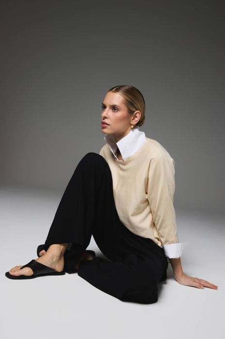 Beżowa bluzka z rękawem 3/4 Solar Obraz 2