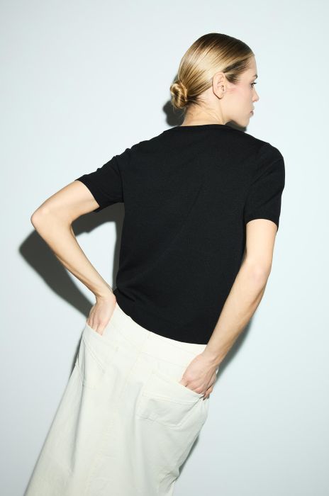 Dzianinowa bluzka z krótkim rękawem Solar Obraz 3