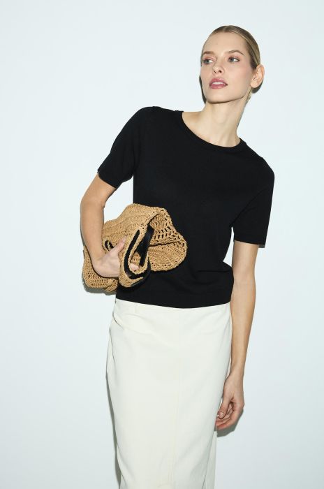 Dzianinowa bluzka z krótkim rękawem Solar Obraz 1