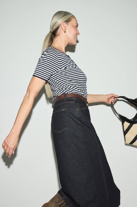 Granatowo-biała bluzka z guzikami Solar Obraz 3