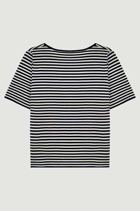 Granatowo-biała bluzka z guzikami Solar Obraz 5