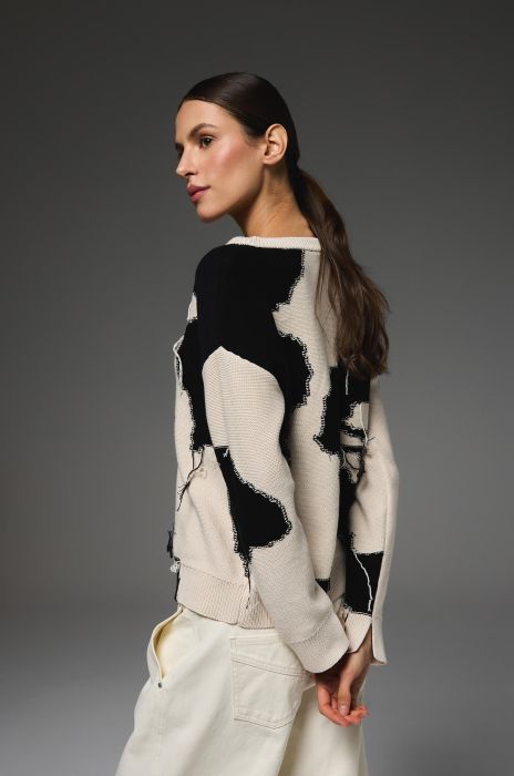 Sweter z kontrastowym wzorem autorskim Solar Obraz 3