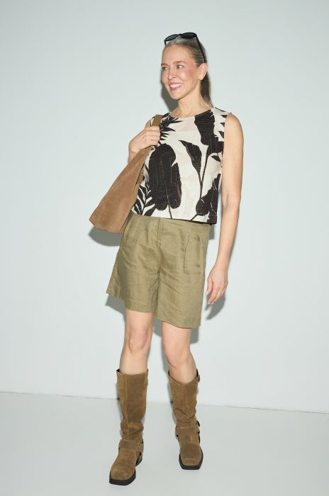 Bluzka z brązowym printem botanicznym Solar Obraz 3