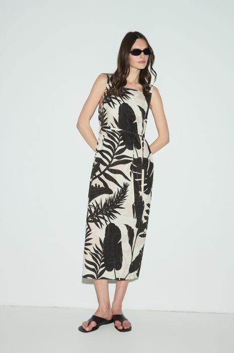 Sukienka z brązowym printem botanicznym Solar Obraz 1