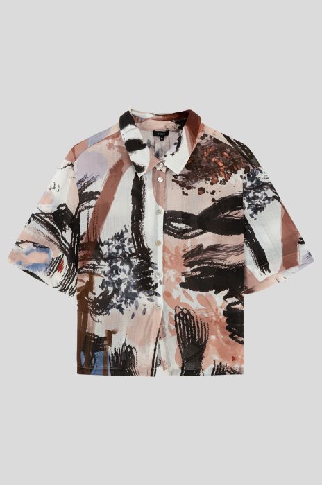 Koszula z dodatkiem ramii z printem Solar Obraz 4