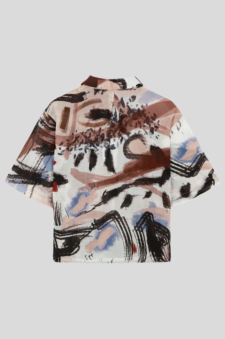Koszula z dodatkiem ramii z printem Solar Obraz 5