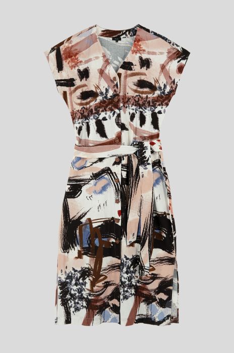 Sukienka z lnu i wiskozy z autorskim printem Solar Obraz 5