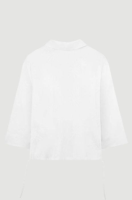 Bawełniana koszula ecru z haftem Solar Obraz 5