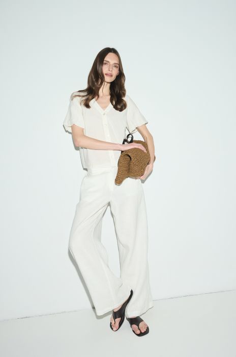 Koszula ecru zapinana na guziki Solar Obraz 2