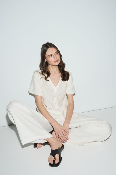 Koszula ecru zapinana na guziki Solar Obraz 3