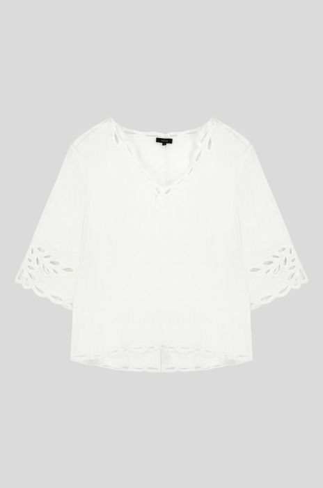 Lniana bluzka z ażurowym haftem Solar Obraz 3