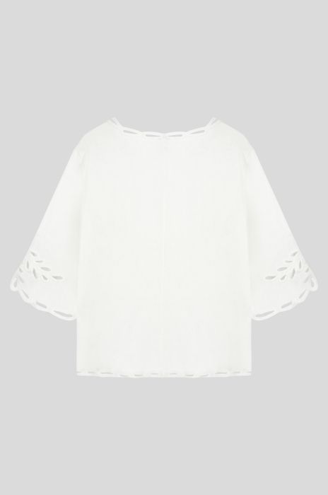 Lniana bluzka z ażurowym haftem Solar Obraz 4