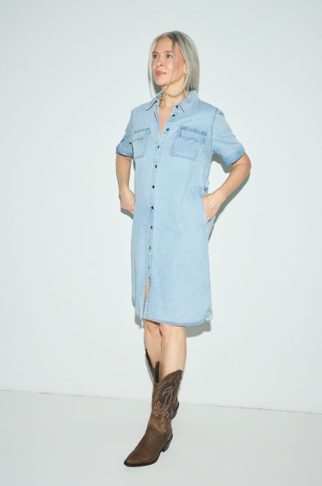 Jeansowa sukienka z paskiem Solar Obraz 1