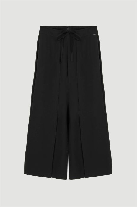 Czarne spodnie z wiązaniem w pasie Solar Obraz 4