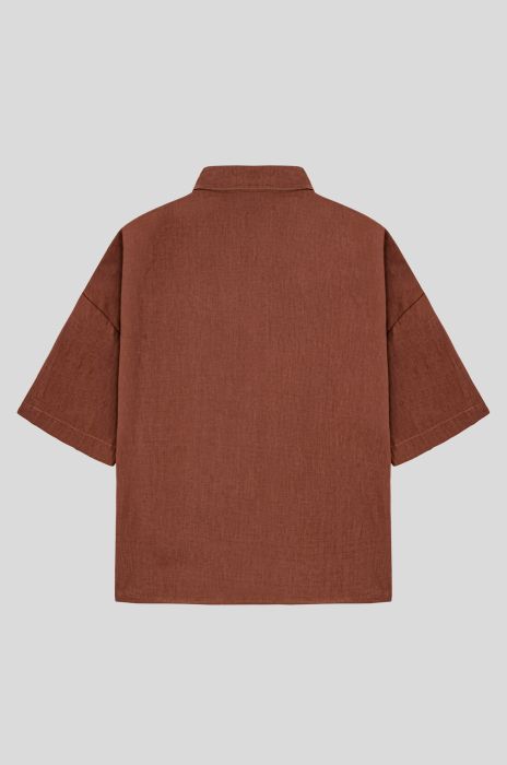 Brązowa koszula z lnu Solar Obraz 2