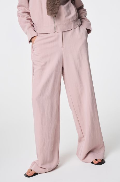Jasnoróżowe spodnie z szeroką nogawką Solar Obraz 3
