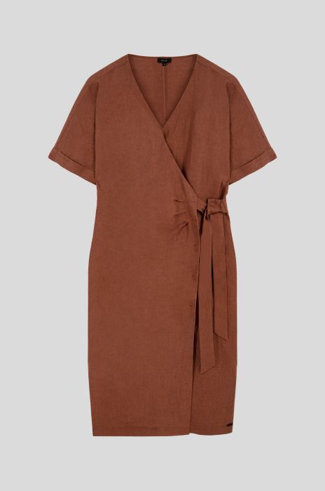 Kopertowa sukienka lnu Solar Obraz 3