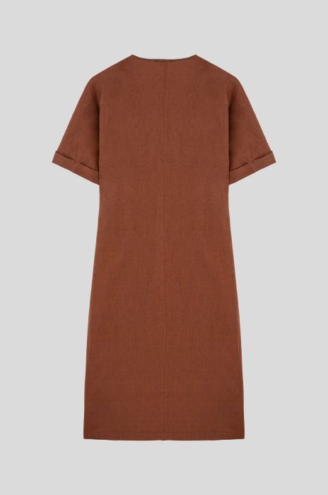 Kopertowa sukienka lnu Solar Obraz 4