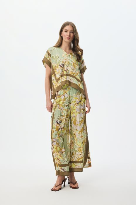 Spodnie wide leg z florystycznym printem Solar Obraz 3