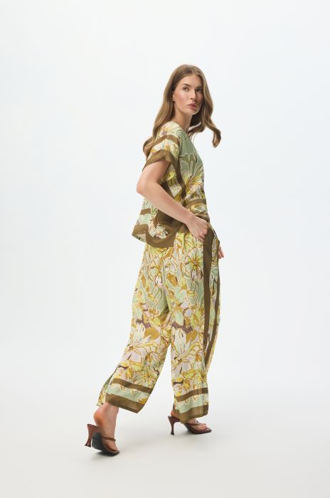 Spodnie wide leg z florystycznym printem Solar Obraz 1